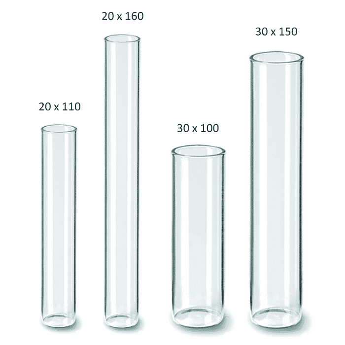 Reagenzgläser mit Flachboden, aus Glas, 10er Set, Dekoration Glaswaren
