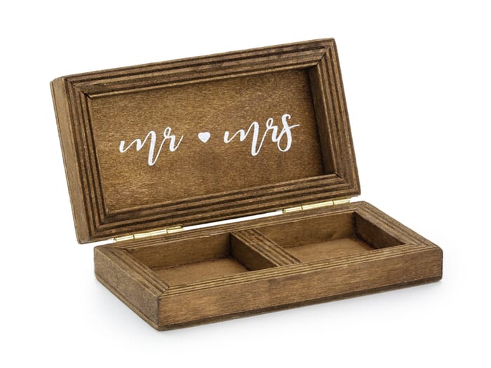 Boîte à anneaux de mariage, 10x5,5x2cm, en bois, brun