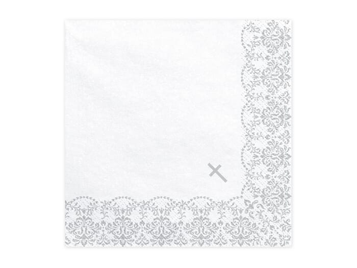 1st communion napkins with ornament, 33x33cm, gold and silver