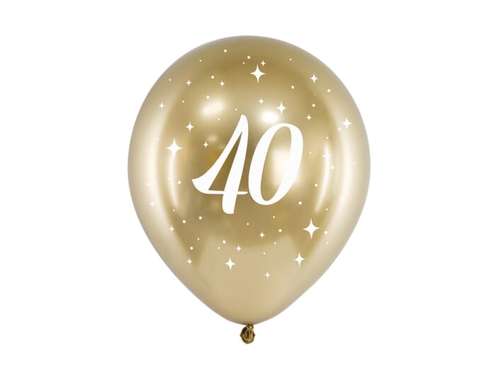 Glossy-Ballons zum Geburtstag, 6er Pack, gold, 30cm, 18 30 40 50 60 70 80 90