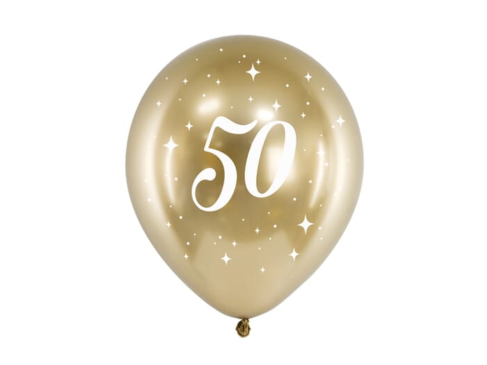 Ballons d'anniversaire glossy, pack de 6, or, 30cm, 18 30 40 50 60 70 80 90