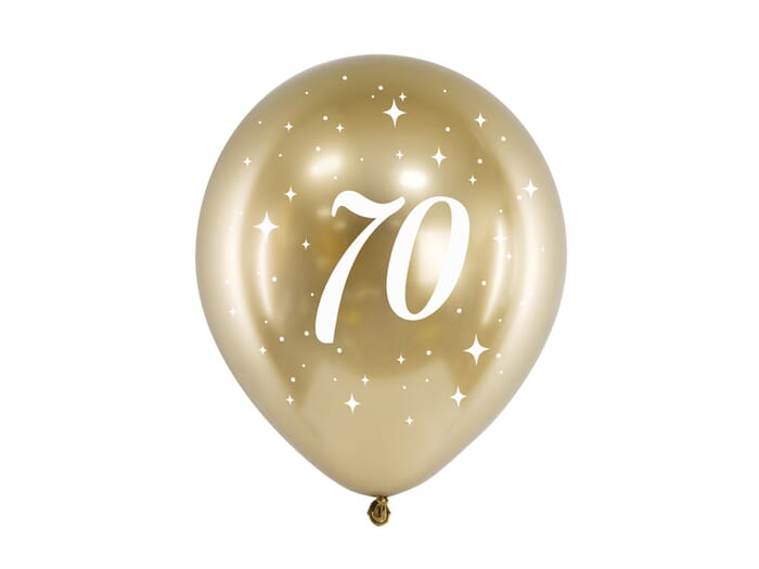 Ballons d'anniversaire glossy, pack de 6, or, 30cm, 18 30 40 50 60 70 80 90