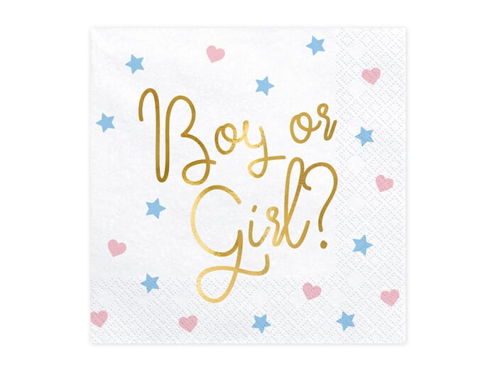 Servietten Gender Reveal "Boy or Girl", 33x33cm