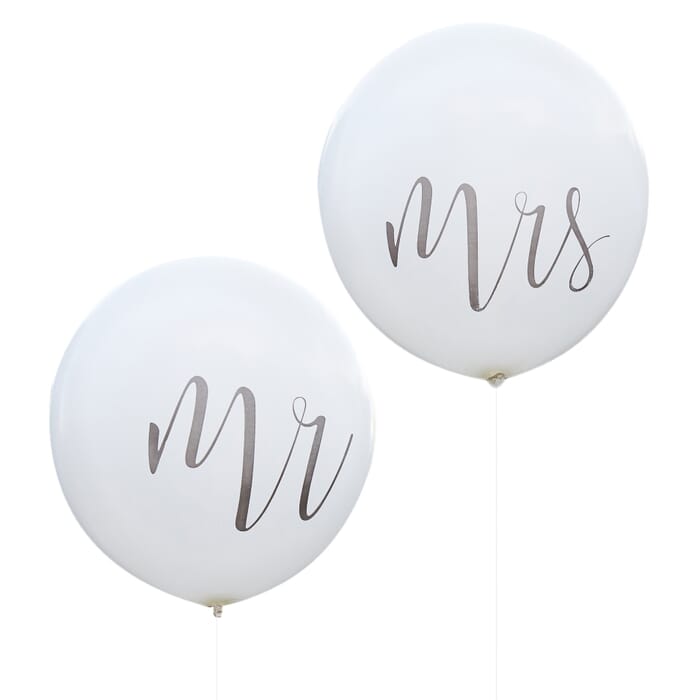 Riesen Ballons Mr & Mrs, 90cm, weiß, für Helium geeignet