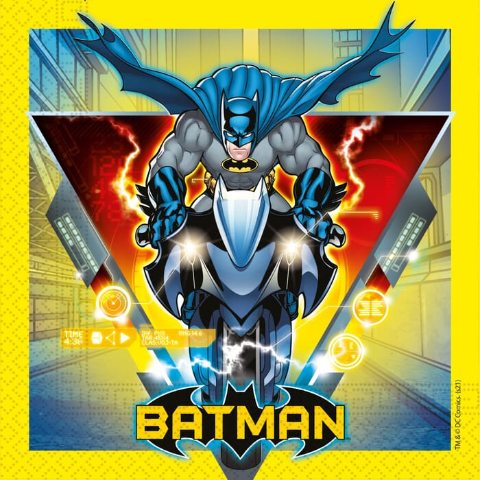 Servietten Batman, 20 Stück, Rogue Rage, gelb, 33x33cm, 2-lagig