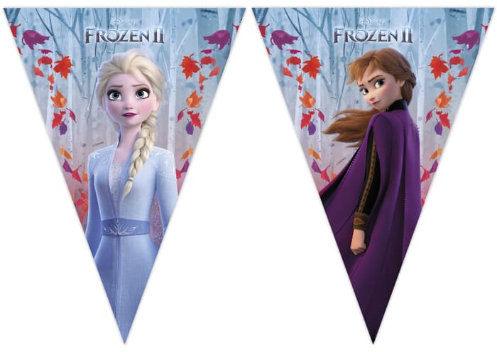 Wimpelgirlande Banner Frozen, Anna & Elsa, 2,3m, Kindergeburtstag