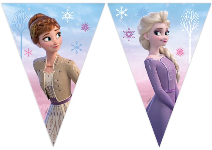 Wimpelgirlande Banner Frozen, Anna & Elsa, 2,3m, Kindergeburtstag