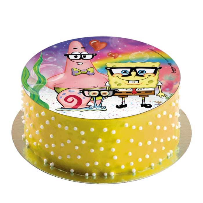 Essbare Tortenaufleger 20cm Spongebob Schwammkopf & Patrick Star Cake Topper Tortendeko