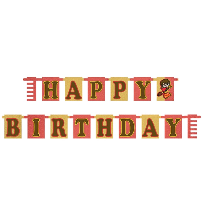 Partybanner Happy Birthday Harry Potter, 1,8m, Girlande, Geburtstag Raumdeko