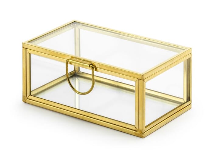 Box aus Glas, gold, 9x5.5x4cm, zur Hochzeit