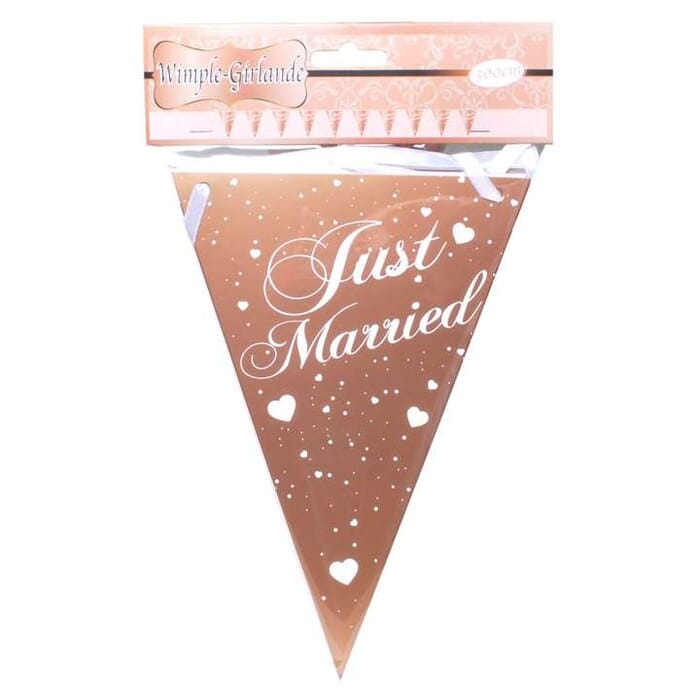 Girlande / Banner Just married, rosegold, 15cm x 2,1m