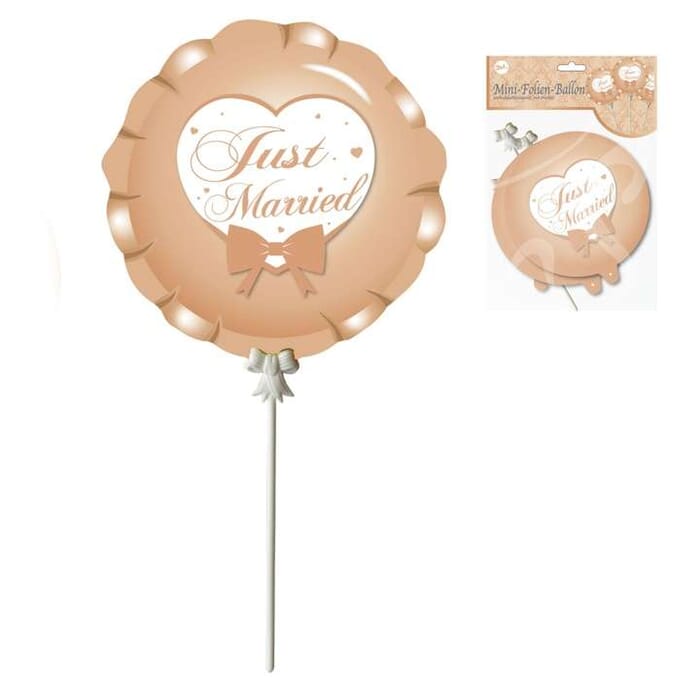 Ballon Just Married, selbstaufblasend, roségold, 3-tlg.