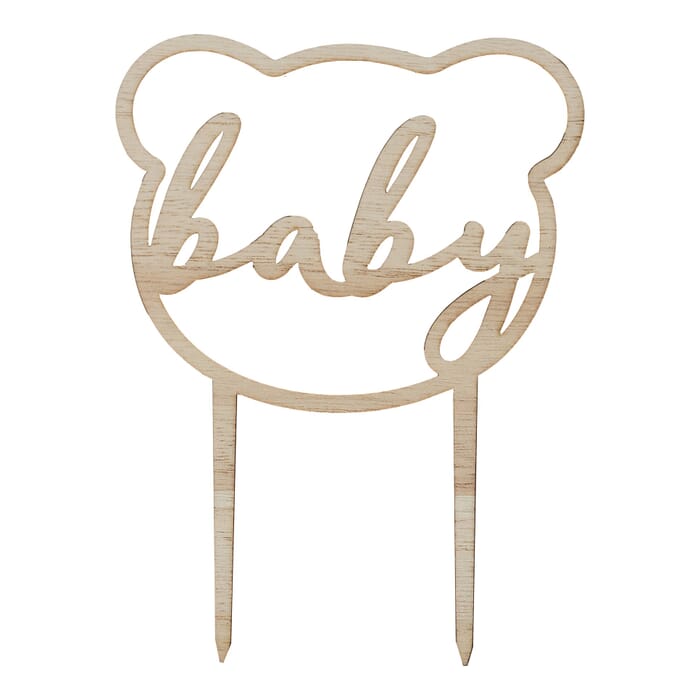 Cake Topper baby, Teddyform, aus echtem Holz, 19cm Tortenstecker