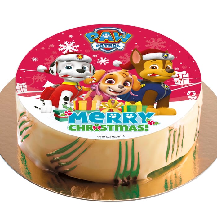 Garniture de gâteau comestible Paw Patrol Noël Cake Topper Décoration de gâteau