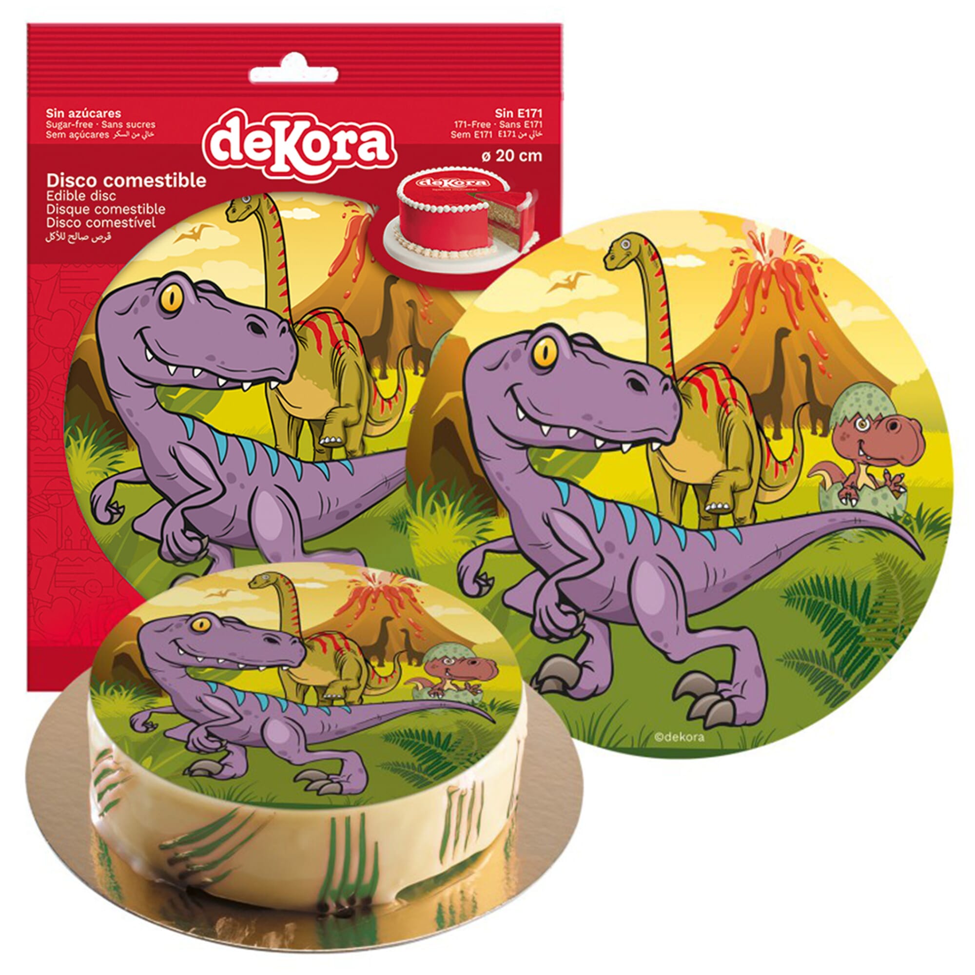 Disques en Azymes Dinosaures - Décorations pour gâteaux
