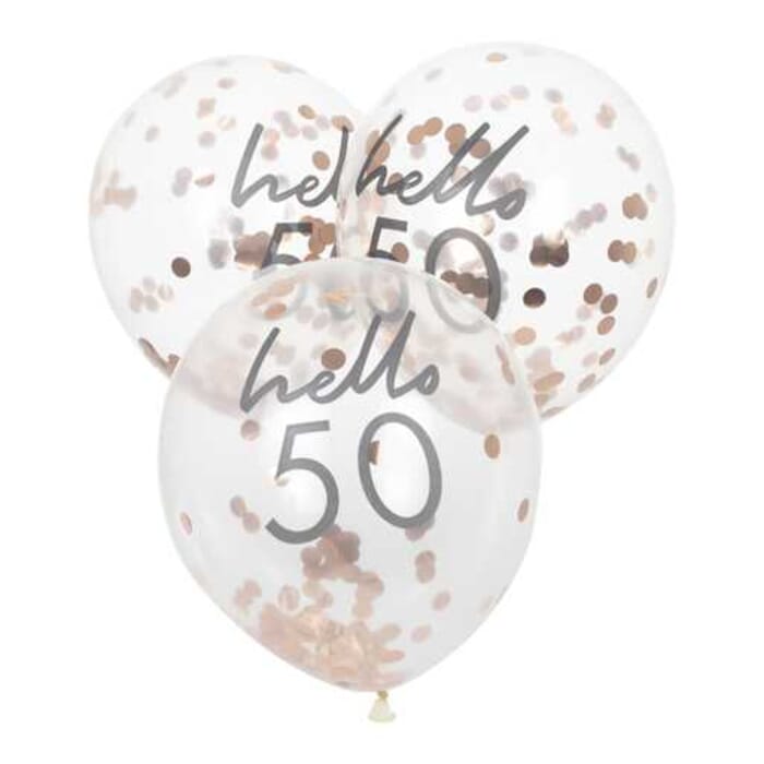 Konfetti-Ballons Geburtstag, roségold, 5 Stk., 18, 30, 50, Jubiläum