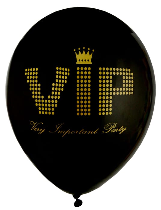 Ballon VIP, schwarz, 23cm, 8 Stk., Geburtstag