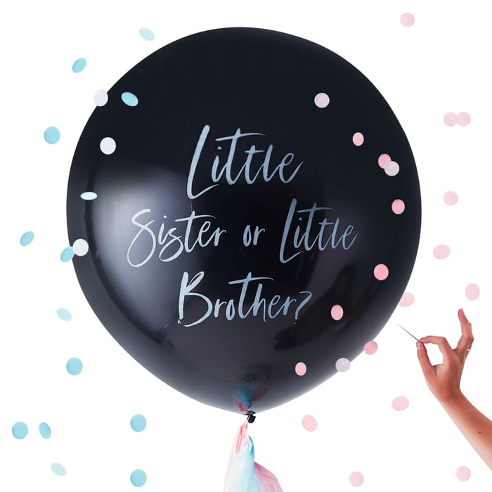 Riesen-Ballon Little Sister or Little Brother. 90cm, Boy or Girl befüllbar mit Konfetti, Gender Reveal