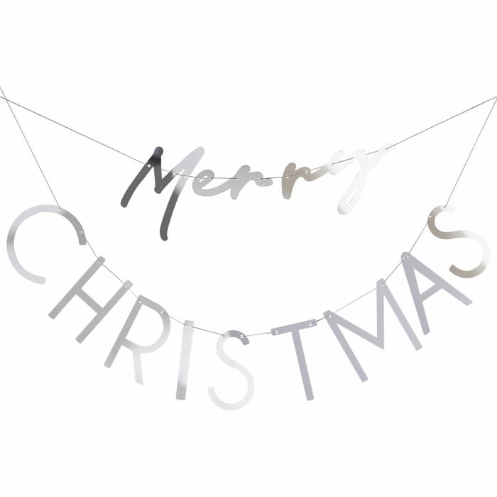 Banner "Merry Christmas" silber, acryl, 82cm