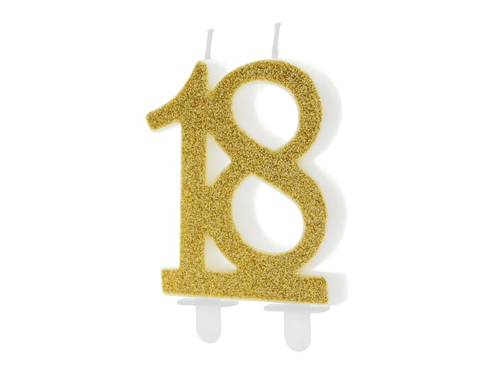 Geburtstagskerze mit Zahl, gold, 7.5cm, Tischdeko, Geburtstag
