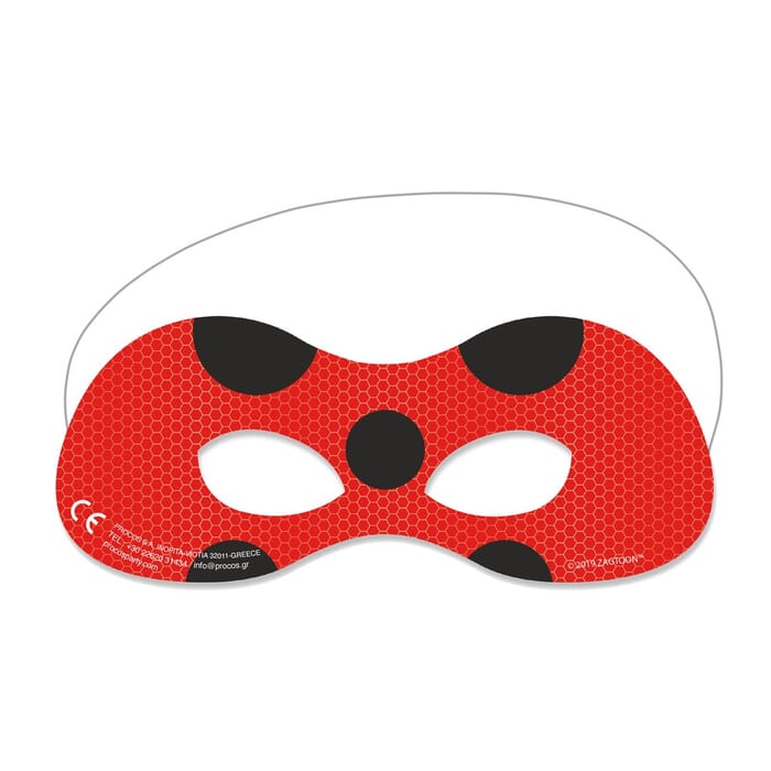 6x Ladybug-Masken für den Kindergeburtstag, rot-schwarz, 19.5x8 cm