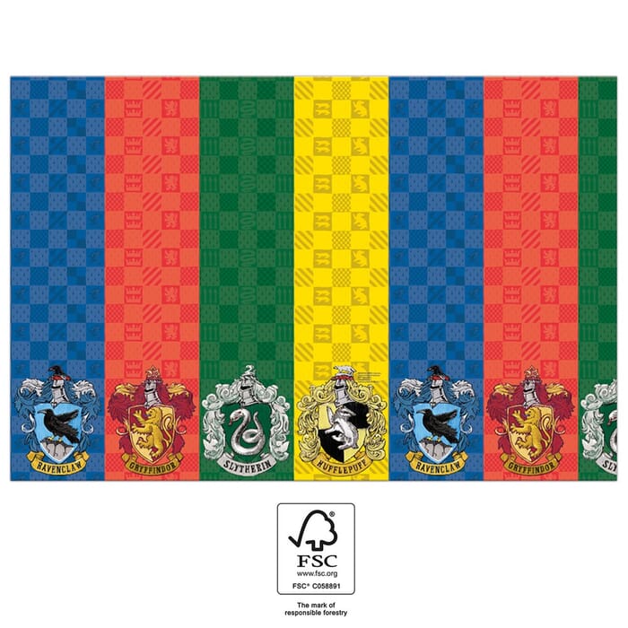 Tischdecke Harry Potter Hogwarts Häuser, 120x180cm, aus Papier, Raumdeko, Kindergeburtstag 