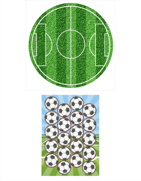 [Paket] 2er Set Fußball Essbarer Tortenaufleger + Mini-Törtchenaufleger, Tortendeko Kindergeburtstag
