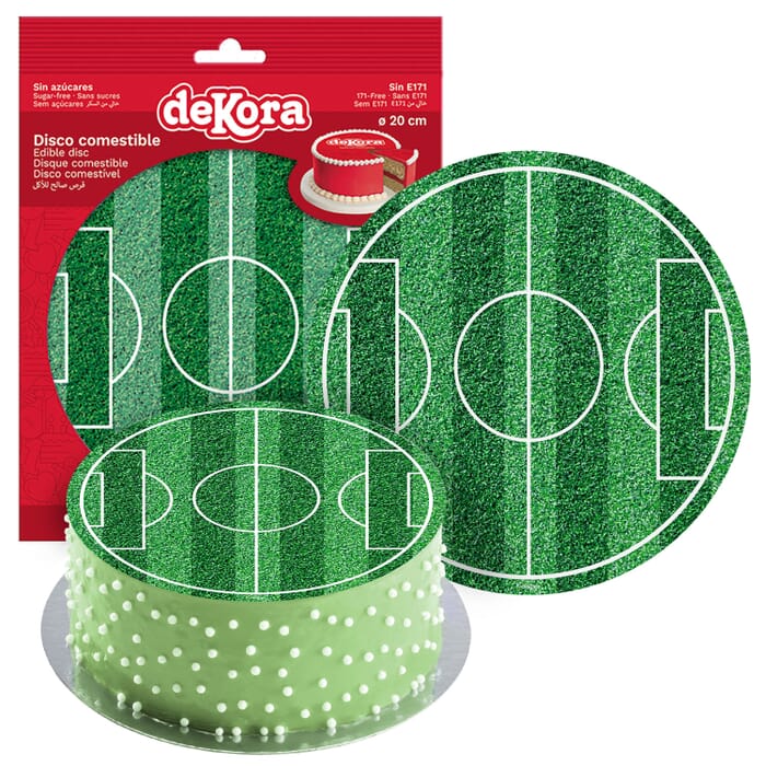 Plaques de gâteau comestibles Football Stade Terrain de football Anniversaire Cake Topper 20cm