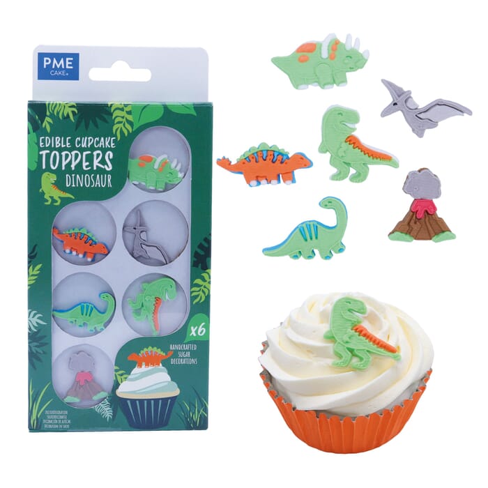 Mini-décors de gâteaux comestibles dinosaures, pour muffins et cupcakes, 20 pièces