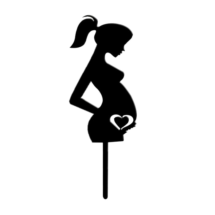 Cake Topper Schwangere Frau Babyparty Mutter in schwarz als Tortenstecker 16x6cm