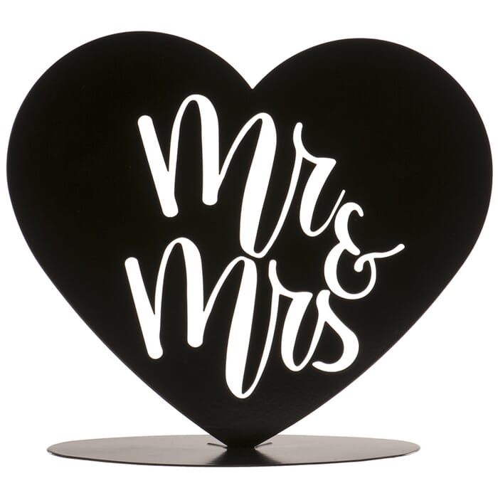 Cake Topper Mr & Mrs in schwarz als Tortendeko zur Hochzeit 14,5cm