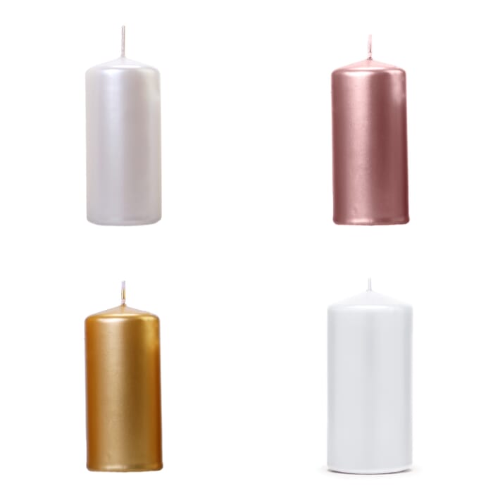 Pillar candles, 12cmx6cm, pack of 6, long burning time, wedding birthday