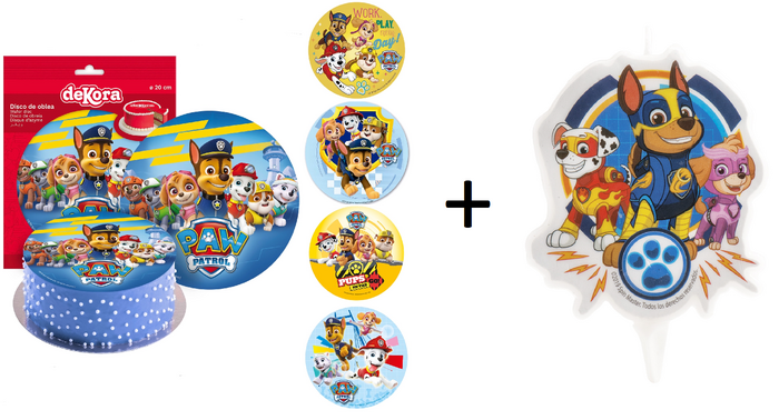 Geburtstagstorte Set Paw Patrol Kerze + Tortenaufleger