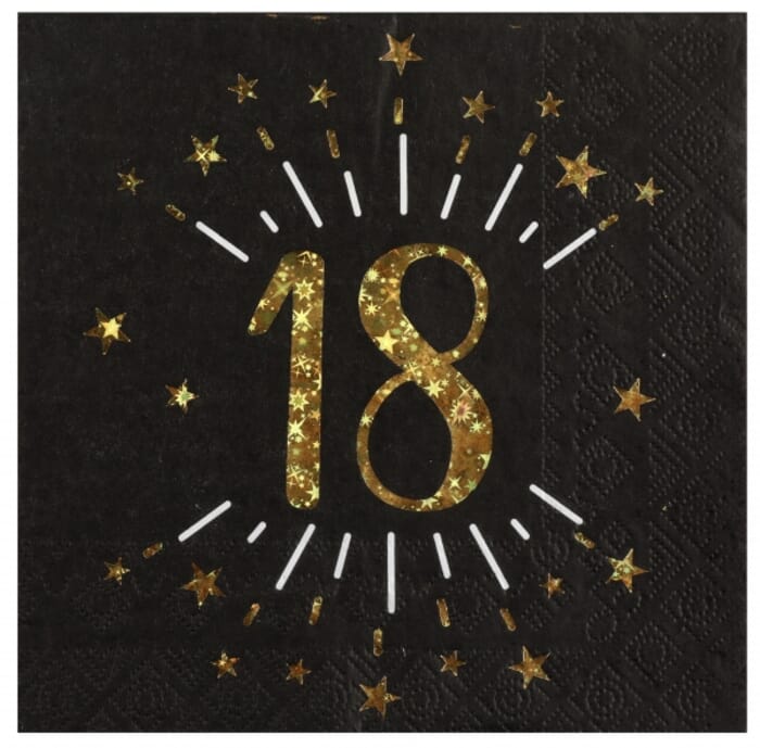 Napkins with year for birthday, 33x33cm, 3-ply, 10pcs.