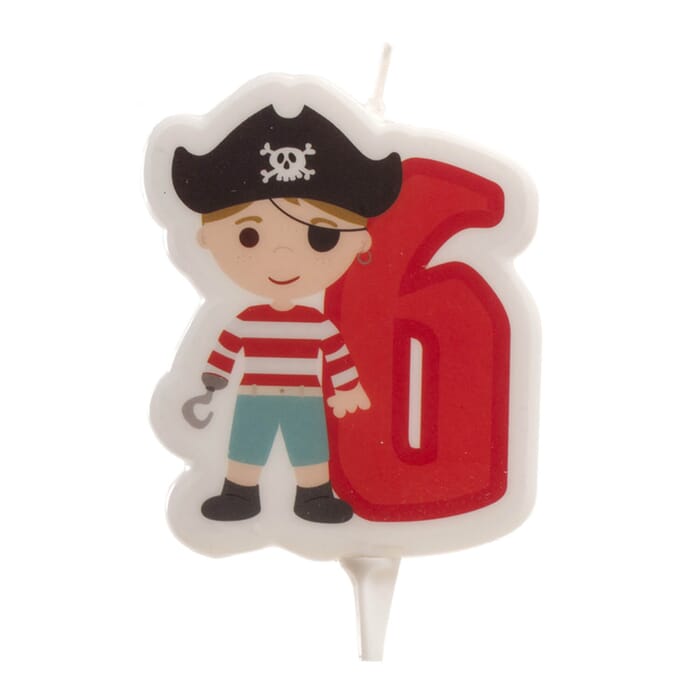 Bougie d'Anniversaire avec Pirate pour l'Anniversaire, rouge-blanc, 7cm