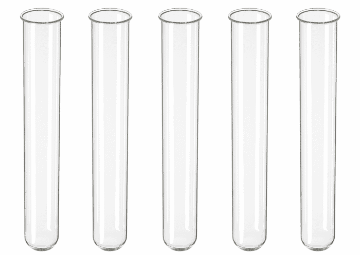 Tubes à essai en verre avec arc de cercle, set de 5, lavable au lave-vaisselle