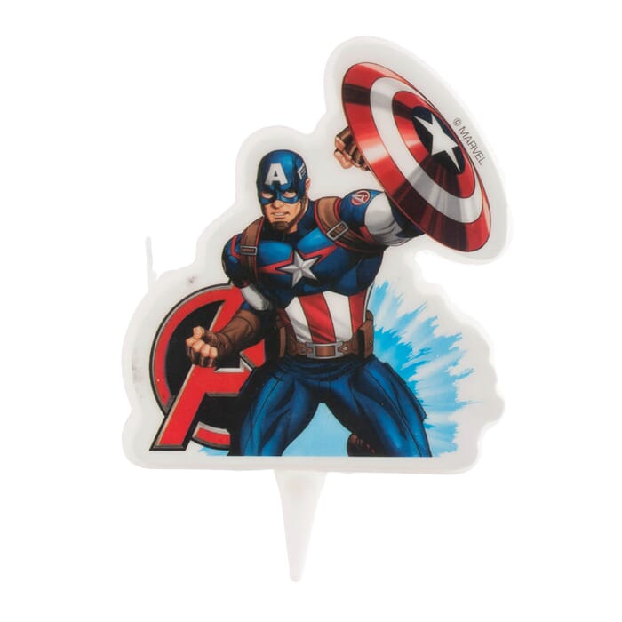 Bougie d'anniversaire avec motif Captain America, 7.5cm, Décoration de gâteau d'anniversaire pour enfant