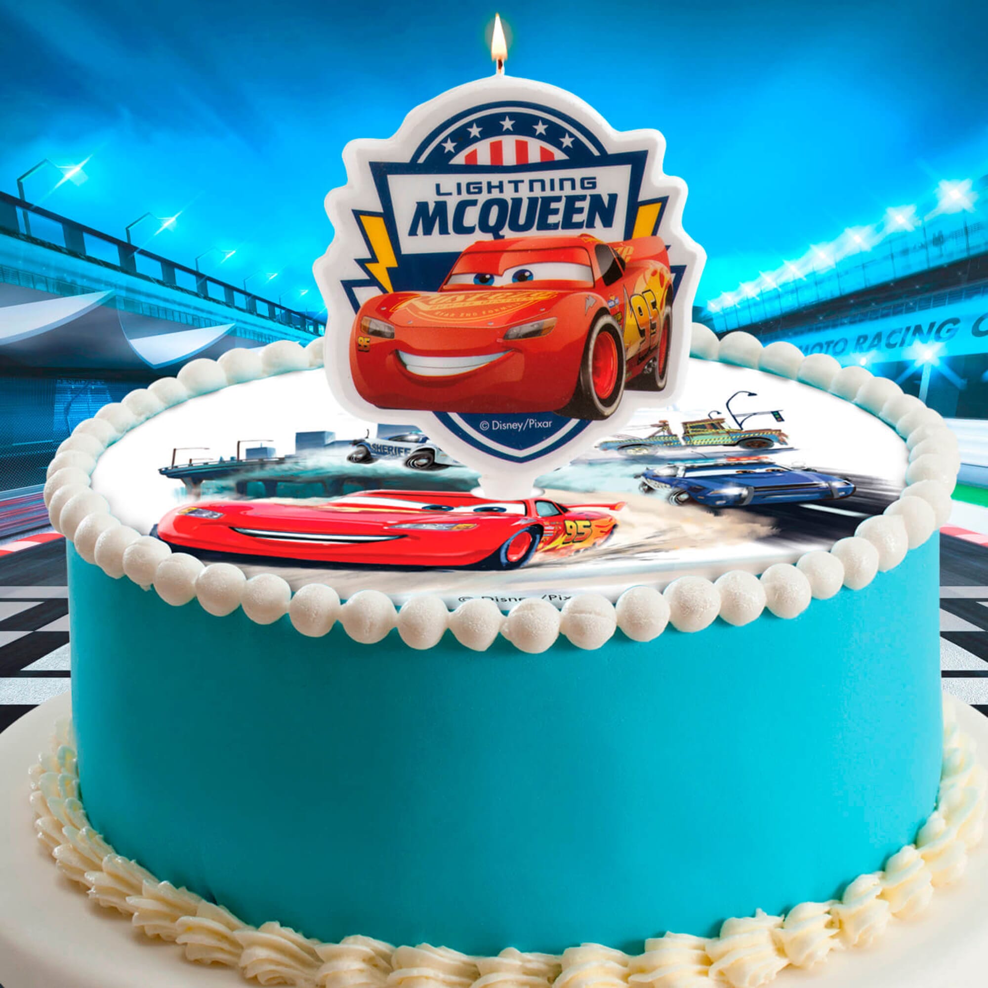 Bougie d'anniversaire avec Cars Lightning McQueen, 7.5cm