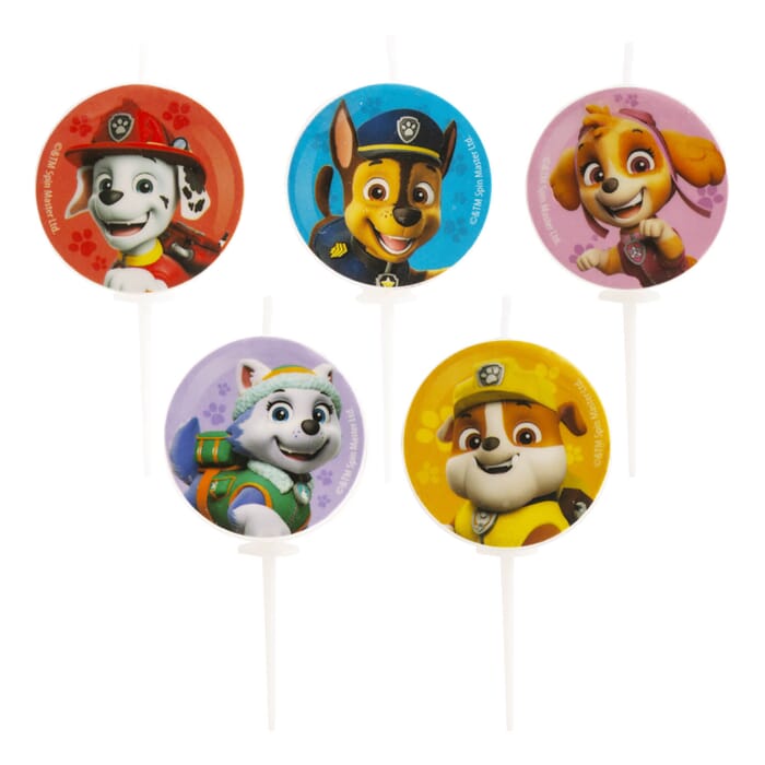 Bougies d'anniversaire avec motif Paw Patrol en forme de sucette, 5 pièces, Décorations pour gâteaux d'anniversaire pour enfants