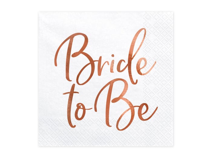 Servietten Bride to be, weiß-rosé, zum Junggesellenabschied, 33x33cm, 3-lagig