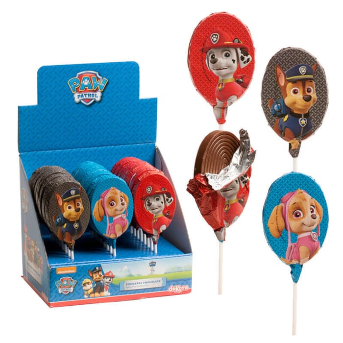 Schokoladenlutscher (3 Stück) im Paw Patrol Design mit je 1 Helden der Serie