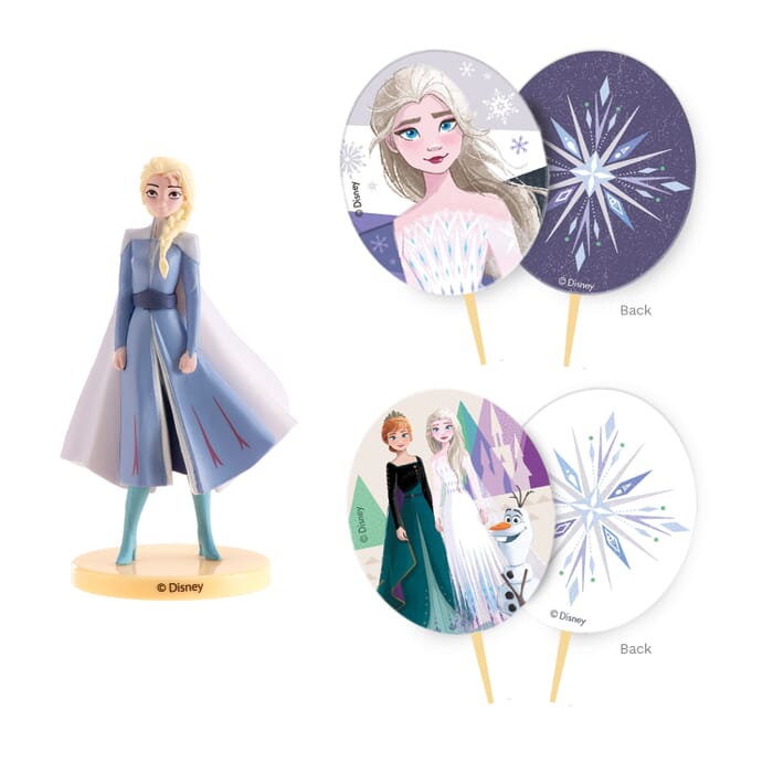 Tortendeko Set Frozen mit Elsa und 2 Kerzen zum Geburtstag