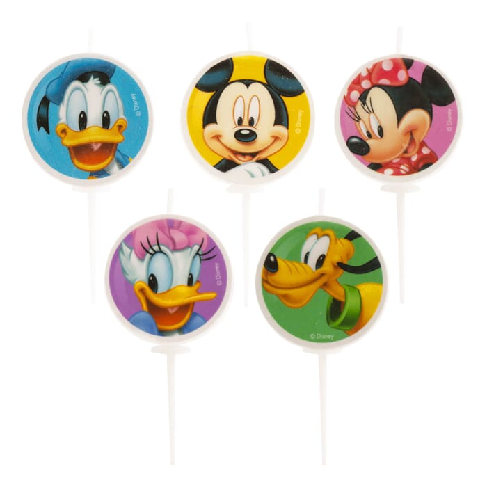 Geburtstagskerzen rund, Disney Mickey und Minnie Mouse, 5 Stück