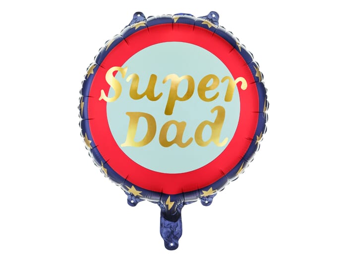 Folienballon Super Dad, 45cm, blau-rot-gold