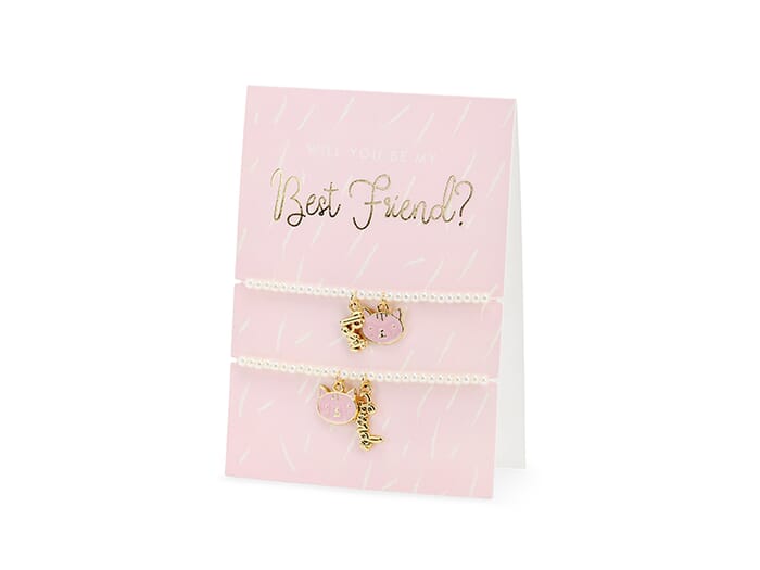 Geschenkkarte Best Friends mit goldenen Armbändern, rosa, 10.5x14.8cm