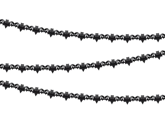Girlande Fledermaus aus Seidenpapier, schwarz, 4m